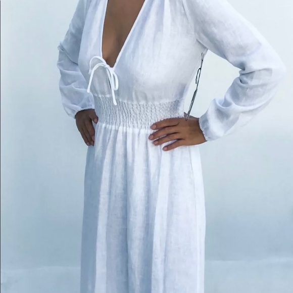 Reformation Chantal White Linen Dress size M - Picture 4 of 14